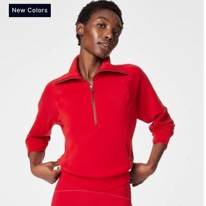 SPANX Red Air Essentials Half-Zip Size Small